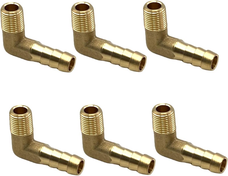 Bumugufu 6 Pcs 1/8" NPT x 5/16" OD Elbow Fittings,Brass Air Hose Fittings Adapter Connector for Low-pressure,Fuel,Air and Non-potable Water Chilling Application - Image 5